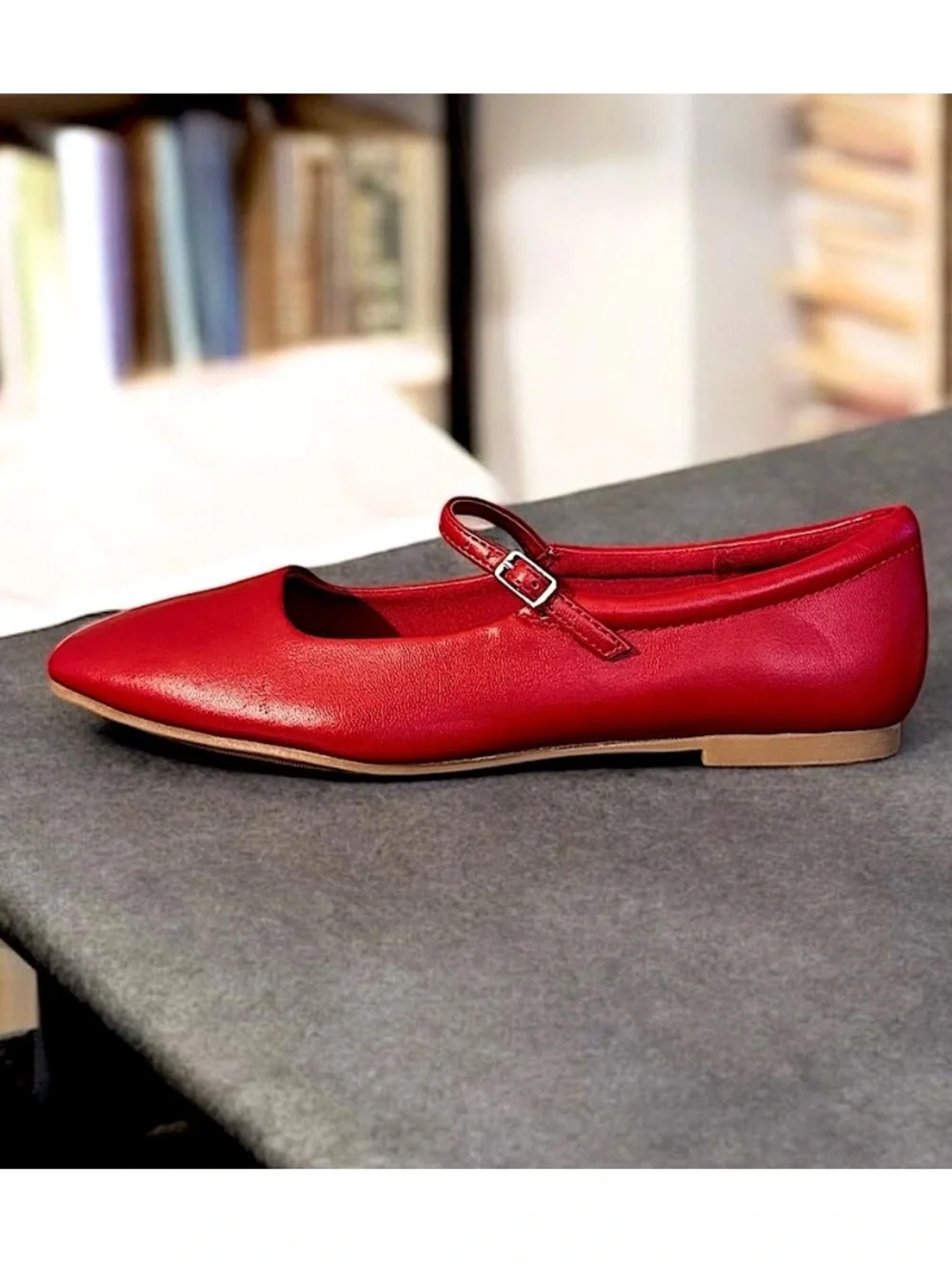 Cherry Red Mary Jane Ballet Flats Square Toe Memory Foam Footbed Like New 7.5 - Picture 5 of 7